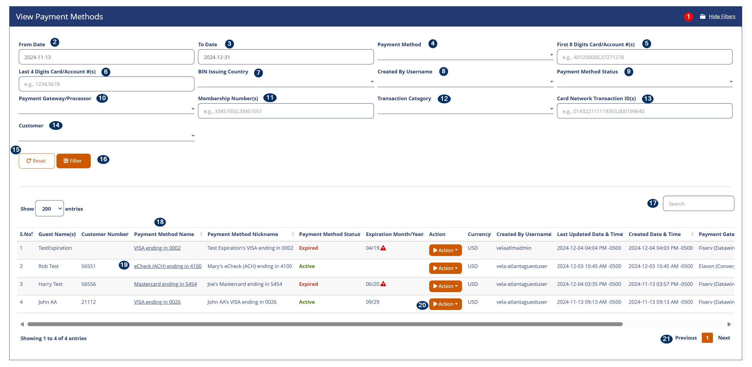 View Payment Methods